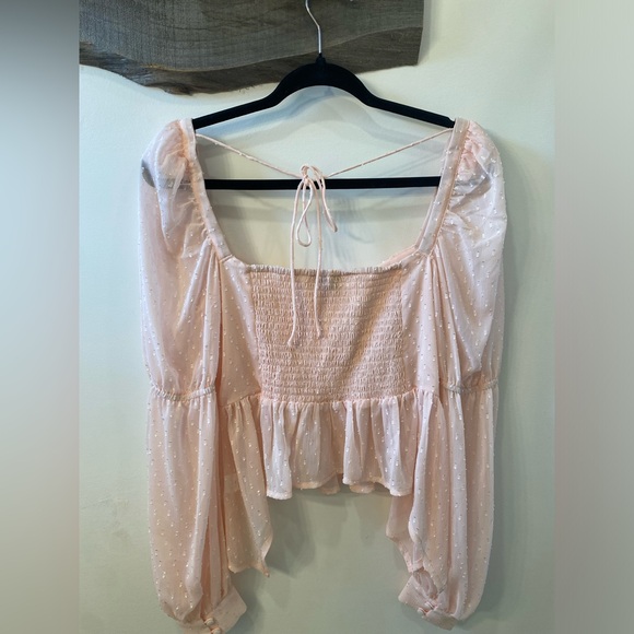 ACOA Pink Peplum Long Sleeve - Picture 2 of 5